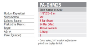 Palmera PA-OHM25 Otomatik Hortum Makarası 25M Geri Sarımlı