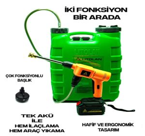 Litolan Tek Akülü Çok Fonksiyonlu 16 Litre Akülü İlaçlama Ve Yıkama Makinesi