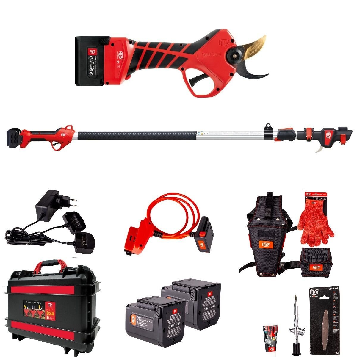 Felco 834W Çift Akülü Budama Makası 34MM + Felco 834/100 Uzatma Borusu 150-250cm