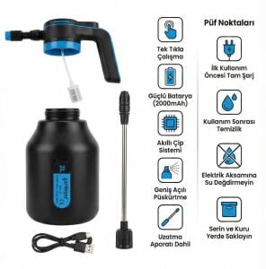 Gardener 165512 PS-2 Şarjlı Bataryalı Otomatik İlaçlama ve Sulama Pompası 2 Lt